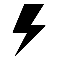 Black lightning bolt symbol on a white background