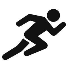 black image of person running on white background
