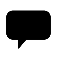 Black speech bubble icon on a white background